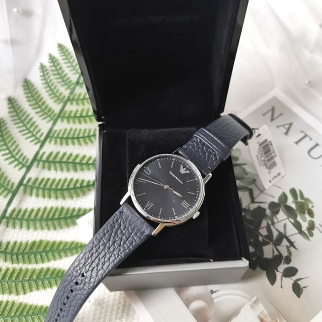 Emporio Armani Kappa Quartz Blue Dial Blue Leather Strap Watch For Women - AR11012