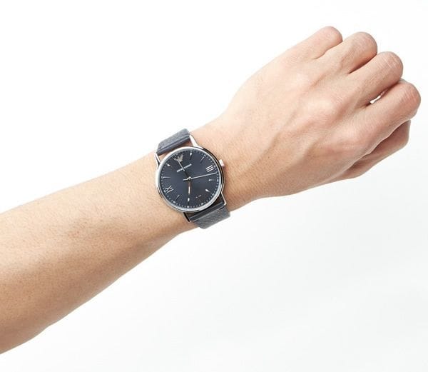 Emporio Armani Kappa Quartz Blue Dial Blue Leather Strap Watch For Women - AR11012