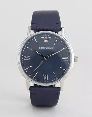 Emporio Armani Kappa Quartz Blue Dial Blue Leather Strap Watch For Women - AR11012
