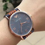 Emporio Armani Kappa Quartz Grey Dial Two Tone Nylon Strap Watch For Men - AR11014