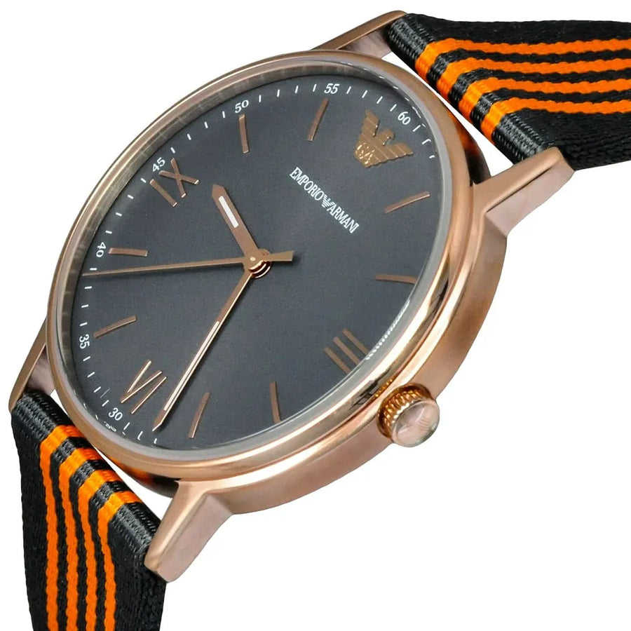 Emporio Armani Kappa Quartz Grey Dial Two Tone Nylon Strap Watch For Men - AR11014
