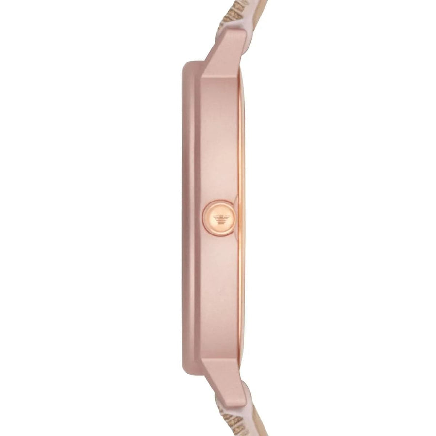 Emporio Armani Kappa Quartz Rose Gold Dial Pink Leather Strap Watch For Women - AR11010