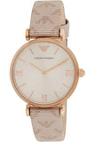 Emporio Armani Kappa Quartz Rose Gold Dial Pink Leather Strap Watch For Women - AR11010