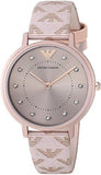 Emporio Armani Kappa Quartz Rose Gold Dial Pink Leather Strap Watch For Women - AR11010