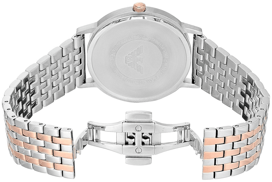 Emporio Armani Kappa Quartz Silver Dial Two Tone Mesh Bracelet Watch For Men - AR11093