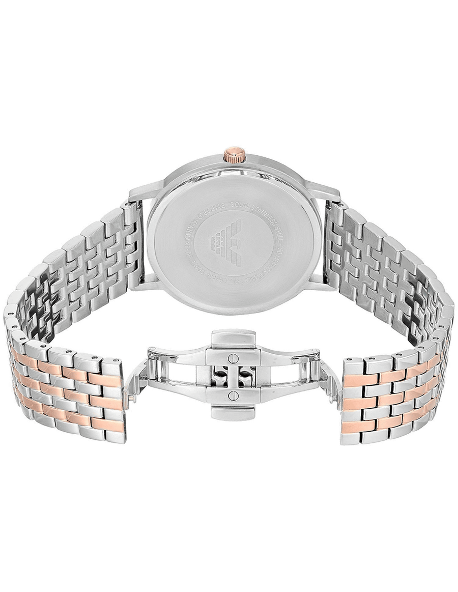 Emporio Armani Kappa Quartz Silver Dial Two Tone Mesh Bracelet Watch For Men - AR11093