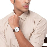 Emporio Armani Kappa Quartz White Dial Brown Leather Strap Watch For Men - AR80006