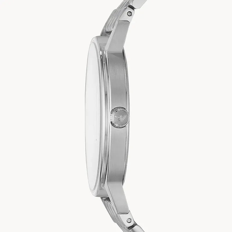 Emporio Armani Kappa Quartz White Dial Silver Steel Strap Watch For Men - AR80014