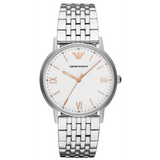 Emporio Armani Kappa Quartz White Dial Silver Steel Strap Watch For Men - AR80014