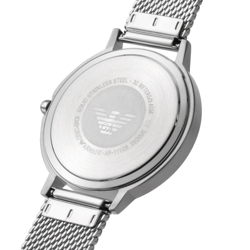 Emporio Armani Kappa Silver Dial Silver Mesh Bracelet Watch For Women - AR11128