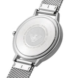 Emporio Armani Kappa Silver Dial Silver Mesh Bracelet Watch For Women - AR11128