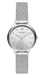 Emporio Armani Kappa Silver Dial Silver Mesh Bracelet Watch For Women - AR11128