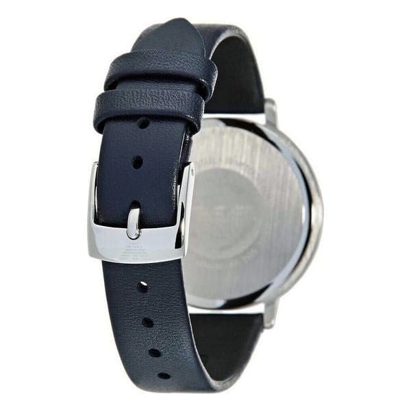 Emporio Armani Kappa White Mother of Pearl Dial Black Leather Strap Watch For Women - AR2509