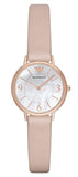 Emporio Armani Kappa White Mother of Pearl Dial Pink Leather Strap Watch For Women - AR2512