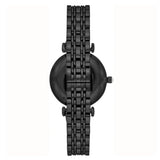 Emporio Armani Gianni T-Bar Quartz Black Mother of Pearl Dial Black Steel Strap Watch For Women - AR11268