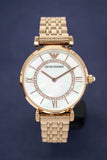 Emporio Armani Gianni T Bar Mother of Pearl Rose Gold Stainless Steel Strap Watch For Women - AR1909