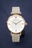 Emporio Armani Gianni T Bar White Dial Two Tone Steel Strap Watch For Women - AR1926