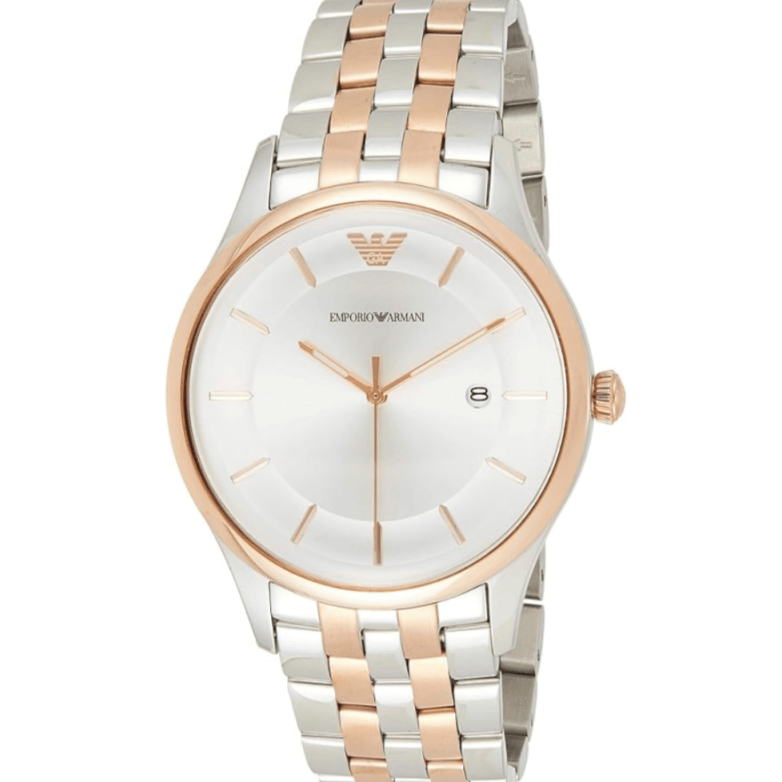 Emporio Armani Lambda Analog Silver Dial Two Tone Steel Strap Watch For Men - AR11044
