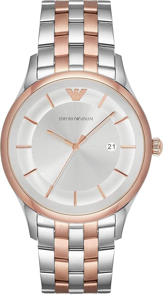 Emporio Armani Lambda Analog Silver Dial Two Tone Steel Strap Watch For Men - AR11044