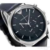 Emporio Armani Lambda Chronograph Blue Dial Blue Leather Strap Watch For Men - AR11018