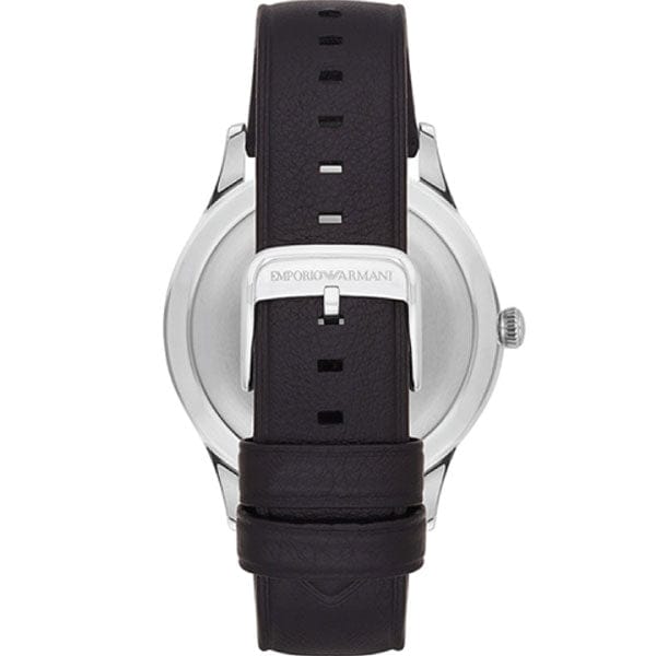 Emporio Armani Lambda Classic Quartz Black Dial Black Leather Strap Watch For Men - AR11020