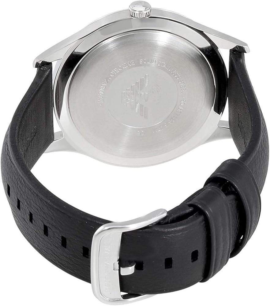 Emporio Armani Lambda Classic Quartz Black Dial Black Leather Strap Watch For Men - AR11020