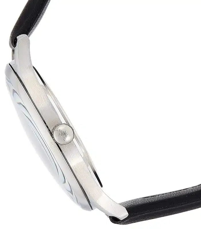 Emporio Armani Lambda Classic Quartz Black Dial Black Leather Strap Watch For Men - AR11020