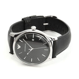 Emporio Armani Lambda Classic Quartz Black Dial Black Leather Strap Watch For Men - AR11020