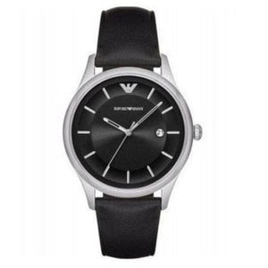 Emporio Armani Lambda Classic Quartz Black Dial Black Leather Strap Watch For Men - AR11020
