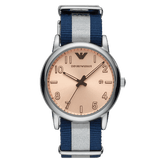 Emporio Armani Luigi Analog Beige Dial Two Tone NATO Strap Watch For Men - AR11212