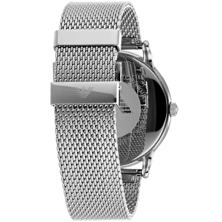 Emporio Armani Luigi Analog Black Dial Silver Mesh Bracelet Watch For Men - AR11272