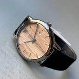 Emporio Armani Luigi Analog Brown Dial Black Leather Strap Watch For Men - AR11156