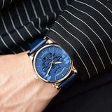 Emporio Armani Luigi Automatic Blue Dial Blue Leather Strap Watch For Men - AR60030