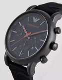 Emporio Armani Luigi Chronograph Black Dial Black Rubber Strap Watch For Men - AR11024