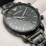 Emporio Armani Luigi Chronograph Black Dial Black Steep Strap Watch For Men - AR11045