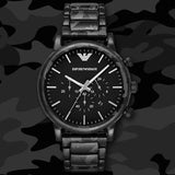 Emporio Armani Luigi Chronograph Black Dial Black Steep Strap Watch For Men - AR11045