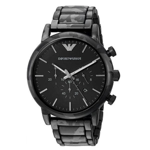 Emporio Armani Luigi Chronograph Black Dial Black Steep Strap Watch For Men - AR11045
