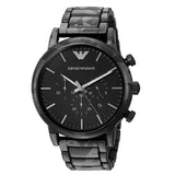Emporio Armani Luigi Chronograph Black Dial Black Steep Strap Watch For Men - AR11045