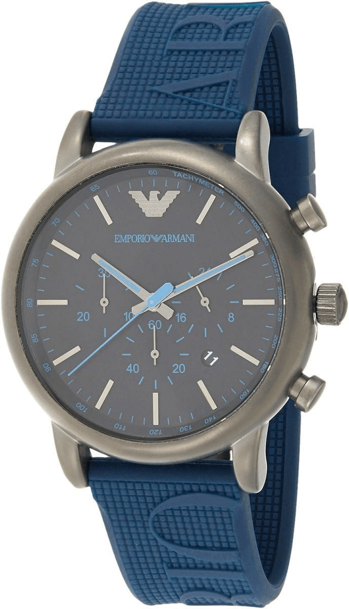Emporio Armani  Luigi Chronograph Black Dial Blue Rubber Strap Watch For Men - AR11023