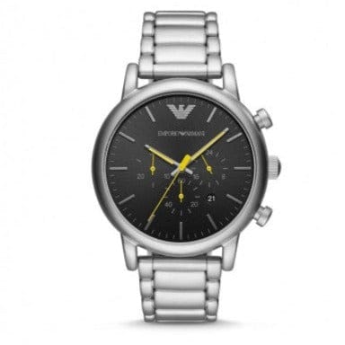 Emporio Armani Luigi Chronograph Black Dial Silver Steel Strap Watch For Men - AR11324