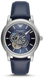 Emporio Armani Luigi Chronograph Blue Dial Black Leather Strap Watch For Men - AR60011