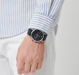 Emporio Armani Luigi Chronograph Blue Dial Blue Leather Strap Watch For Men - AR11451