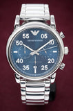 Emporio Armani Luigi Chronograph Blue Dial Silver Steel Strap Watch For Men - AR11132