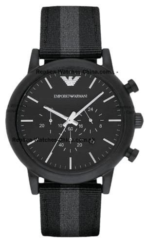 Emporio Armani Luigi Chronograph Quartz Black Dial Two Tone Nylon Strap Watch For Men - AR1948