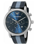 Emporio Armani Luigi Chronograph Quartz Blue Dial Blue Nylon Strap Watch For Men - AR1949