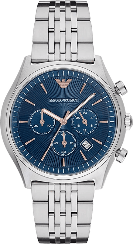 Emporio Armani Luigi Chronograph Quartz Blue Dial Silver Steel Strap Watch For Men - AR1974