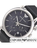 Emporio Armani Luigi Chronograph Quartz Grey Dial Grey Leather Strap Watch For Men - AR1735