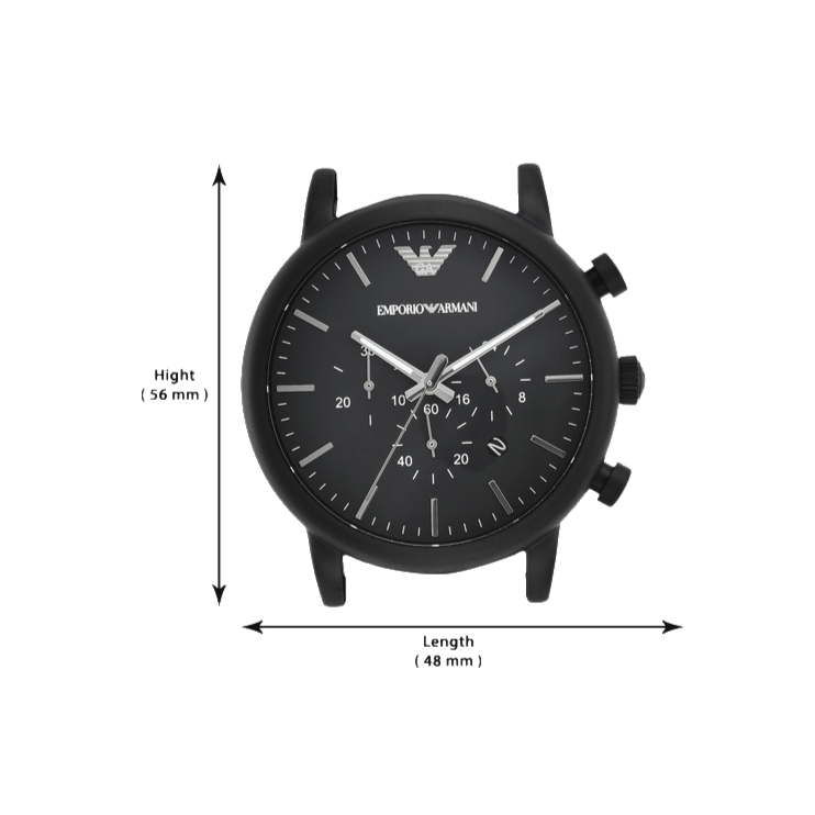Emporio Armani Luigi Chronohraph Black Dial Black Leather Strap Watch For Men - AR1970
