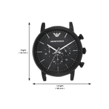 Emporio Armani Luigi Chronohraph Black Dial Black Leather Strap Watch For Men - AR1970