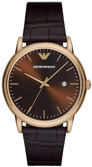 Emporio Armani Luigi Classic Brown Dial Brown Leather Strap Watch For Men - AR2503